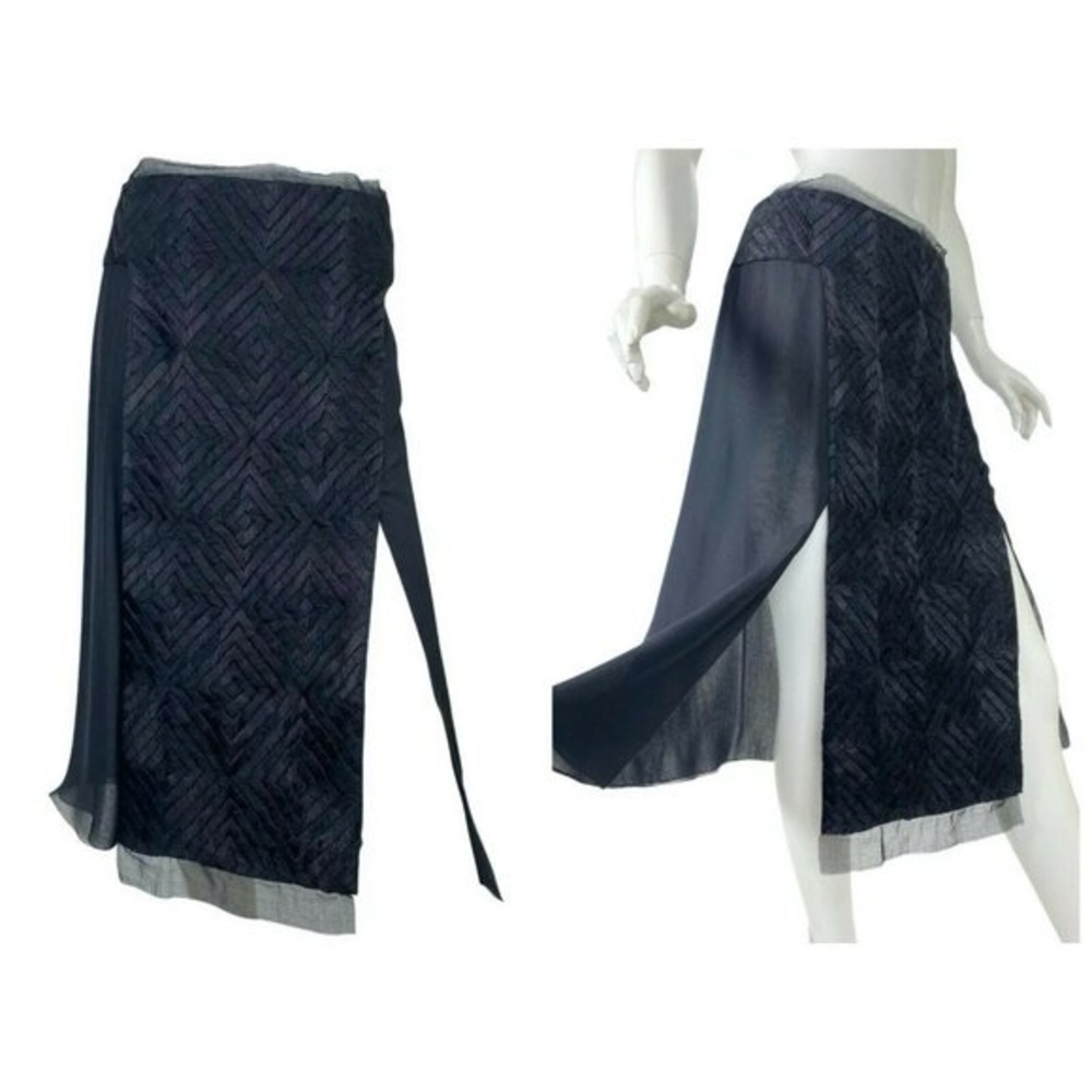 Y2K Tom Ford for Gucci silk and embroidered skirt.